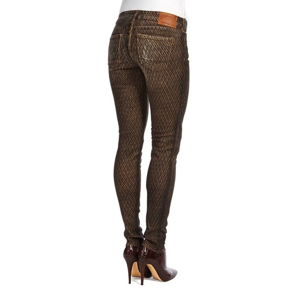 $350 TRUE RELIGION JEANS Halle MOJAVE Lonestar SNAKESKIN Brown SLIM Skinny 25